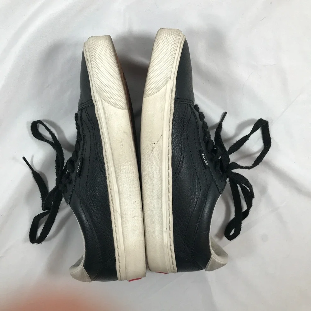 VANS Off The Wall Old Skool Lux Black Leather Lace Up Shoes‎ Mens 6.5 Womens 8